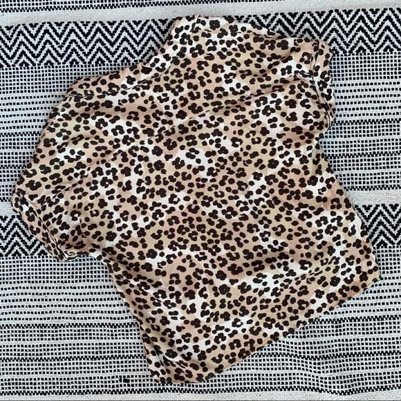 cloth & stone Leopard Print Button Down Front Tie Shirt size S - Picture 2 of 4